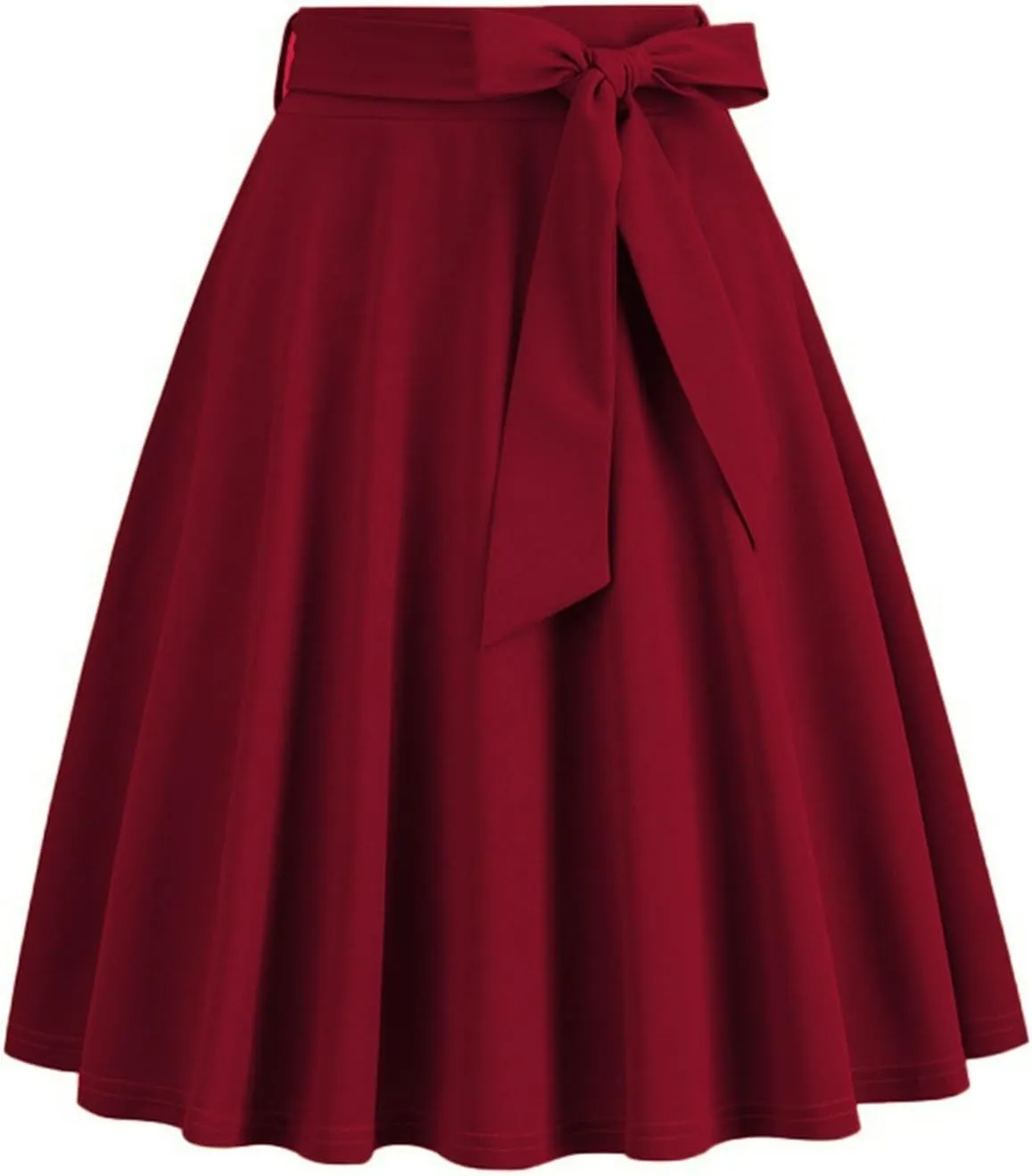 Knee Length Skirts for Women Dressy Casual Comfy Summer Pleated a Line Skirts High Waisted Swing Skater Skirt