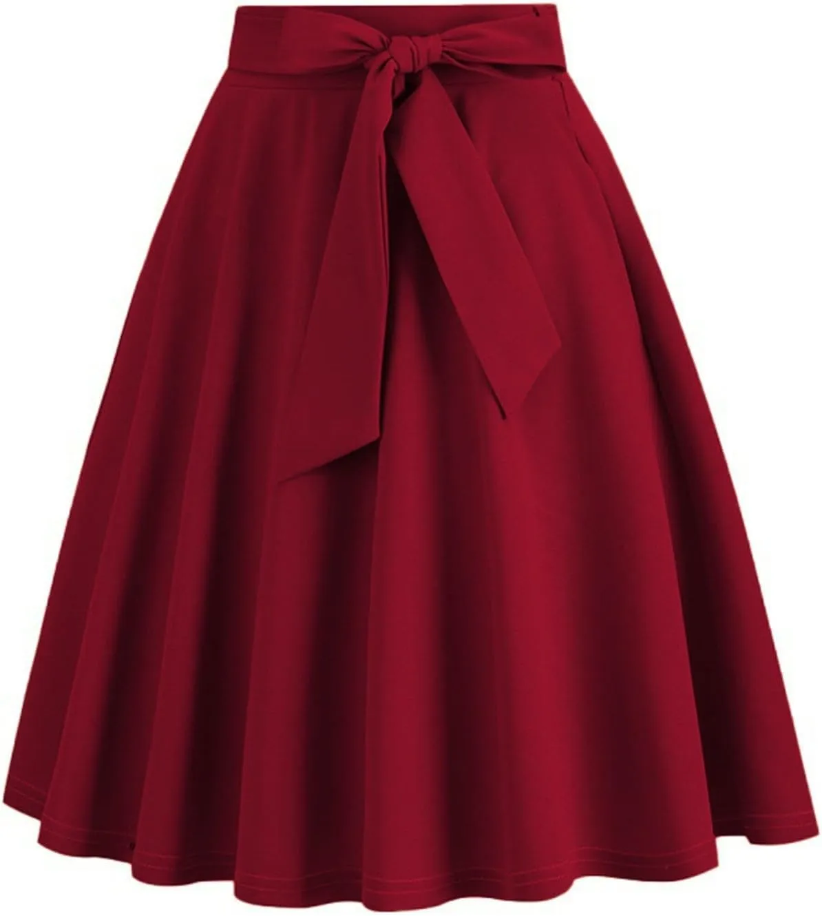 Knee Length Skirts for Women Dressy Casual Comfy Summer Pleated a Line Skirts High Waisted Swing Skater Skirt