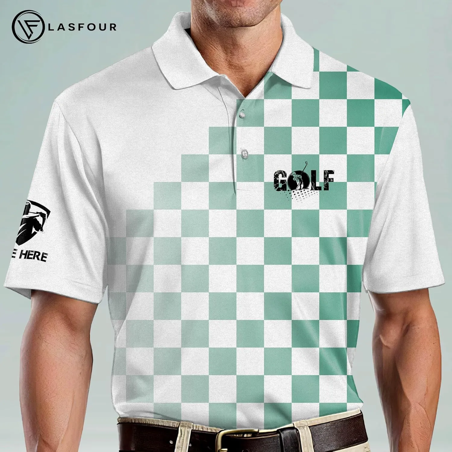 LASFOUR Funny Golf Polo Shirts for Men, Crazy Short Sleeve, Lightweight Golf Polo Shirts for Dad, Grandpa.