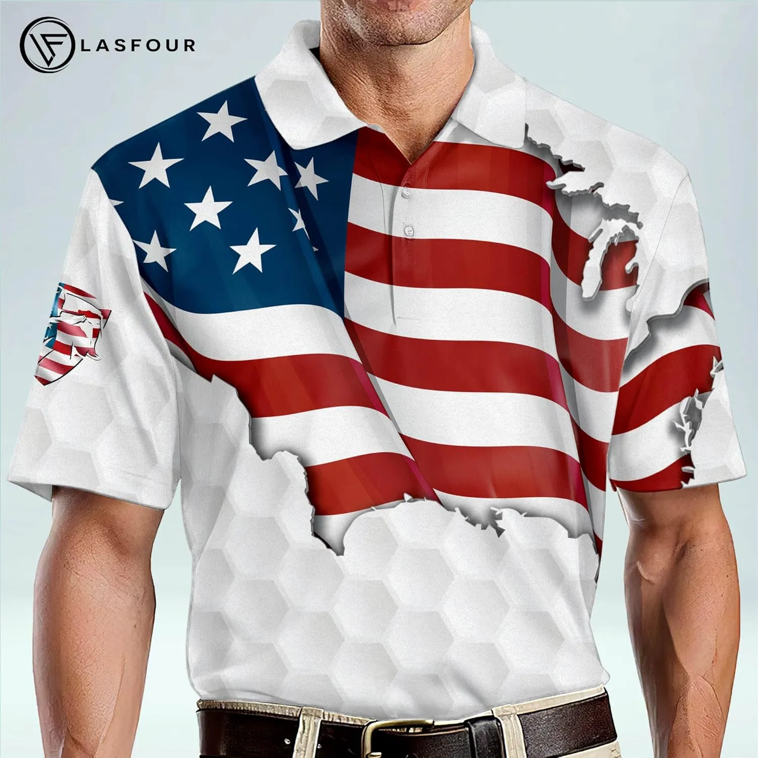 LASFOUR Funny Golf Polo Shirts for Men, Crazy Short Sleeve, Lightweight Golf Polo Shirts for Dad, Grandpa.