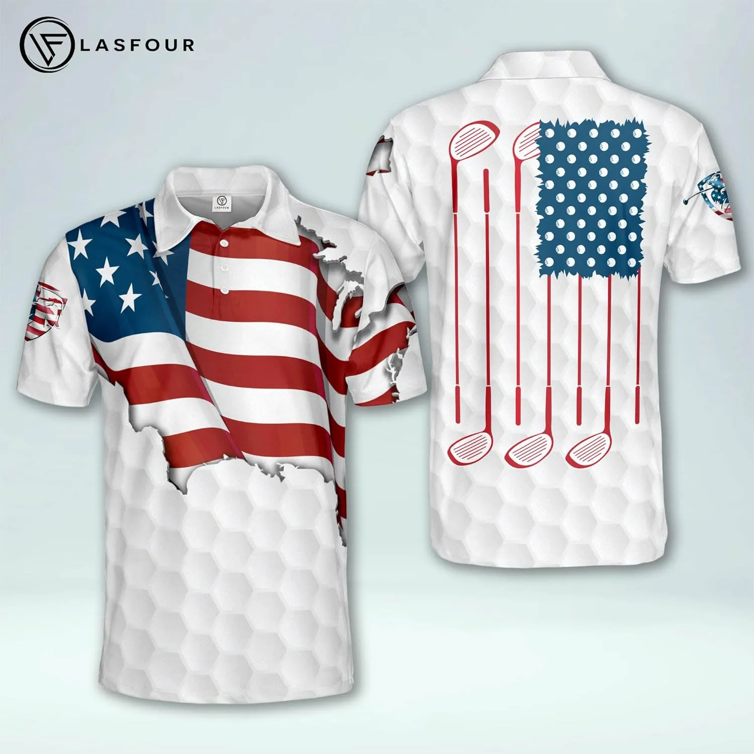 LASFOUR Funny Golf Polo Shirts for Men, Crazy Short Sleeve, Lightweight Golf Polo Shirts for Dad, Grandpa.