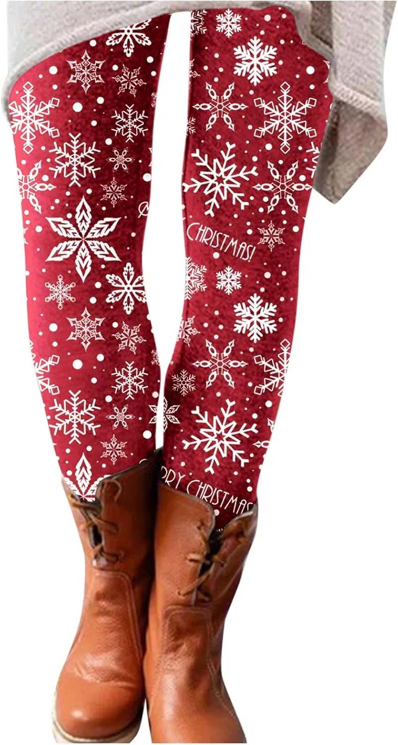LCMTWX Women's Leggings Long Boot Casual Slim All- Leggings Christmas Women Pants Women's Leggings