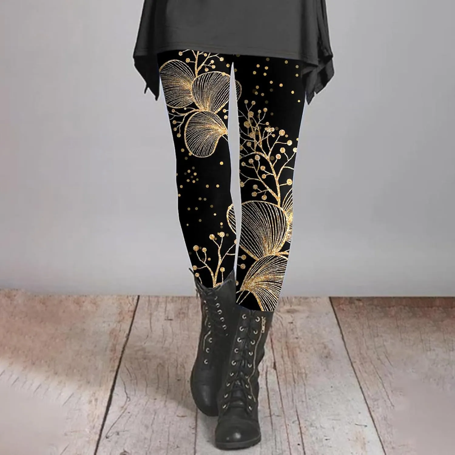 Leggings for Women Pattern High Waisted Capri Leggings Plus Size Cotton Christmas Pajama Leggings