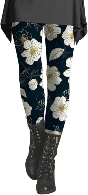 Leggings for Women Pattern High Waisted Capri Leggings Plus Size Cotton Christmas Pajama Leggings