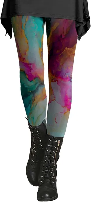 Leggings for Women Pattern High Waisted Capri Leggings Plus Size Cotton Christmas Pajama Leggings