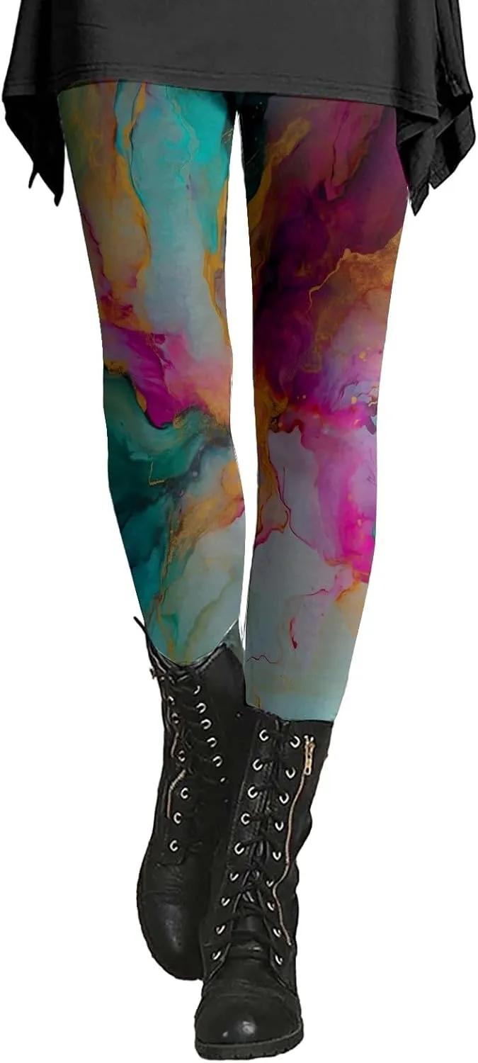 Leggings for Women Pattern High Waisted Capri Leggings Plus Size Cotton Christmas Pajama Leggings