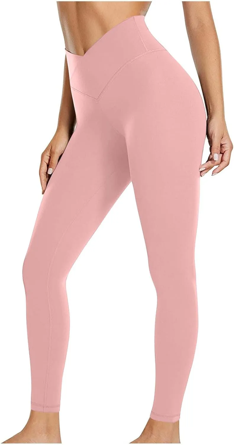 Leggings for Women V Crossover High Waist Leggings Workout Leggings for Women Butt Lifting Gym Yoga Leggings Pants