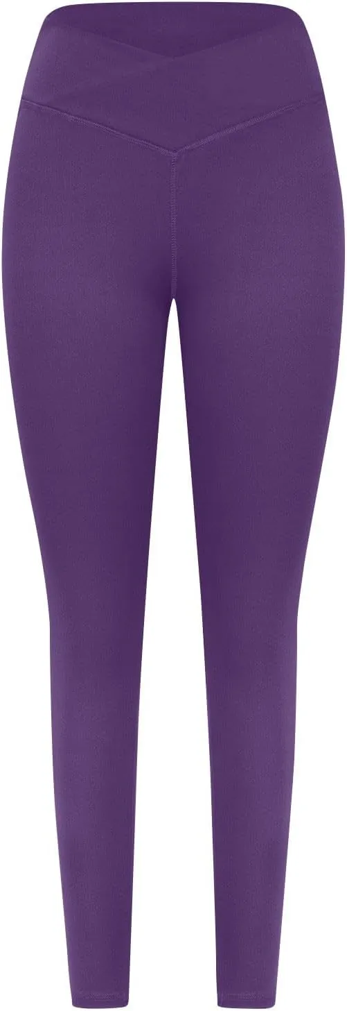 Leggings for Women V Crossover High Waist Leggings Workout Leggings for Women Butt Lifting Gym Yoga Leggings Pants