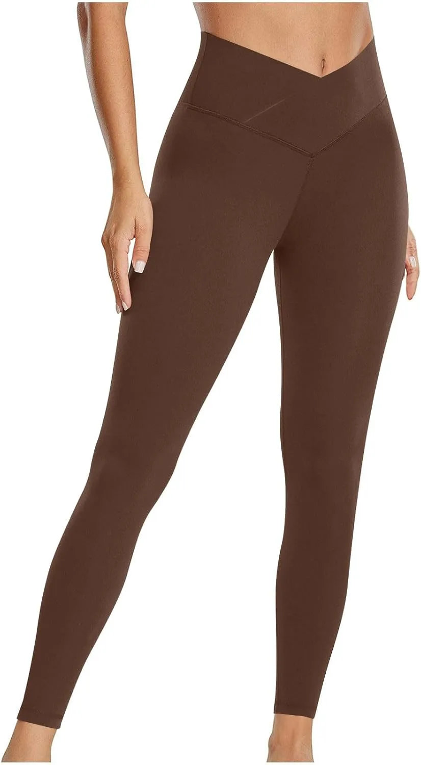 Leggings for Women V Crossover High Waist Leggings Workout Leggings for Women Butt Lifting Gym Yoga Leggings Pants