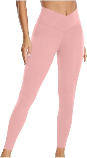 Leggings for Women V Crossover High Waist Leggings Workout Leggings for Women Butt Lifting Gym Yoga Leggings Pants