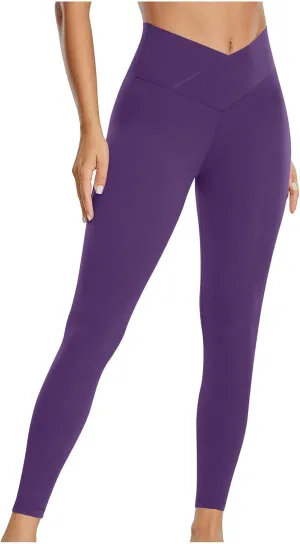 Leggings for Women V Crossover High Waist Leggings Workout Leggings for Women Butt Lifting Gym Yoga Leggings Pants
