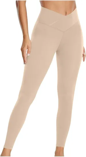 Leggings for Women V Crossover High Waist Leggings Workout Leggings for Women Butt Lifting Gym Yoga Leggings Pants