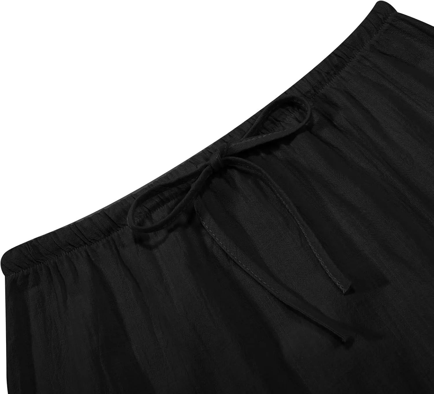 Linen Maxi Skirts for Women Cute Vacation Long Flowy Skirt Trendy Summer Comfy Drawstring Waist A Line Skirts