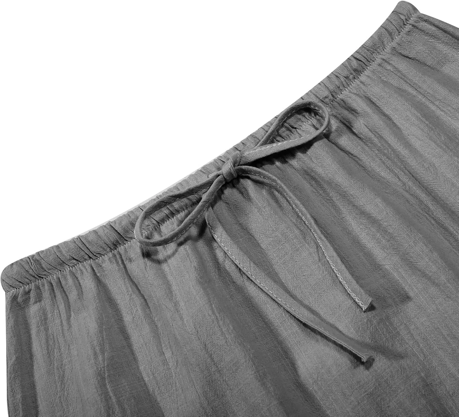 Linen Maxi Skirts for Women Cute Vacation Long Flowy Skirt Trendy Summer Comfy Drawstring Waist A Line Skirts
