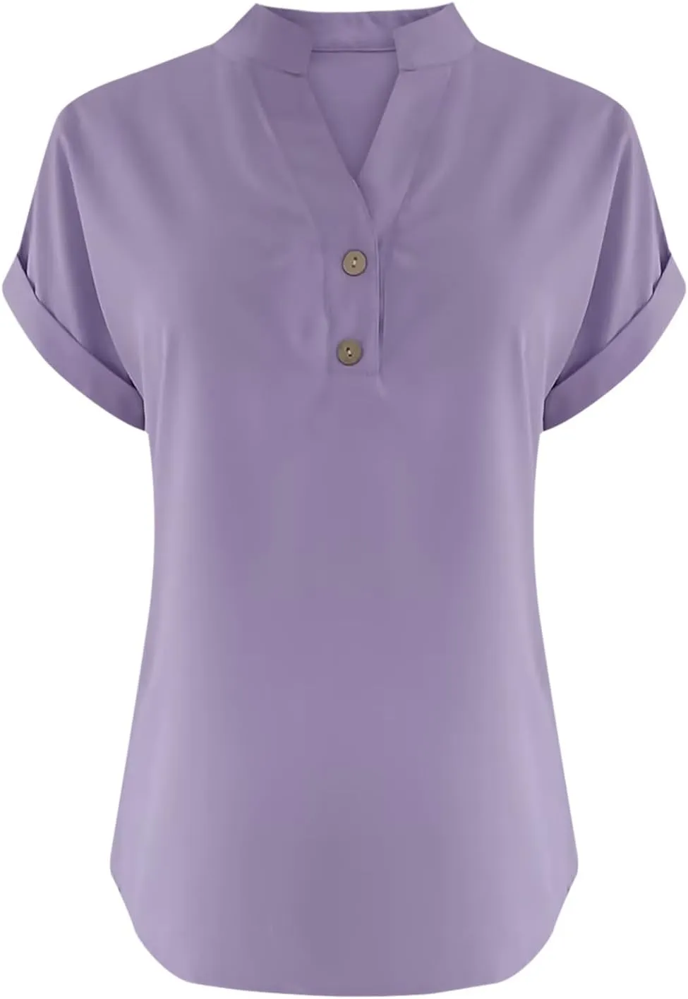 Linen Shirts for Women Loose Fit Vacation Short Sleeve Boho Tops Casual Button Up V Neck T Shirts Solid Summer Blouse