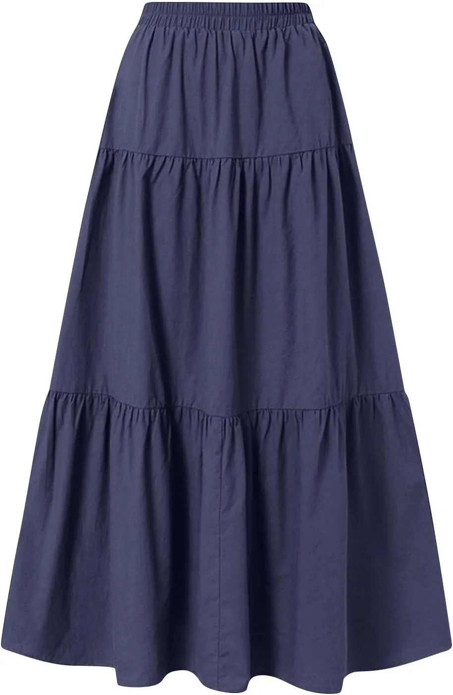 Long Skirts for Women Summer Maxi Skirt Drawstring Elastic High Waisted Layered Tiered A-Line Skirts Swing Skirt