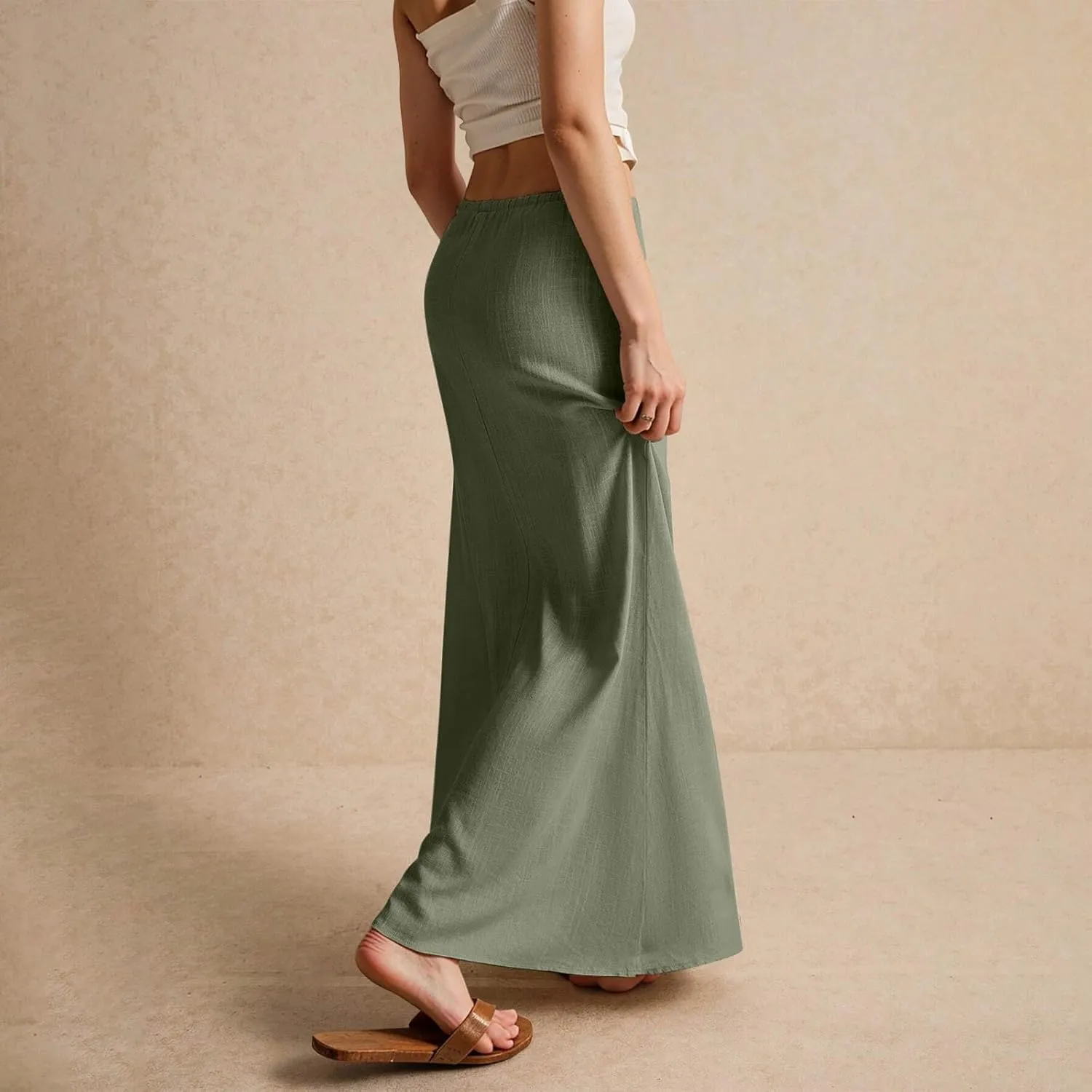 Long Skirts for Women Trendy Summer Comfy Drawstring Waist A Line Skirts Cute Vacation Boho Long Flowy Skirts
