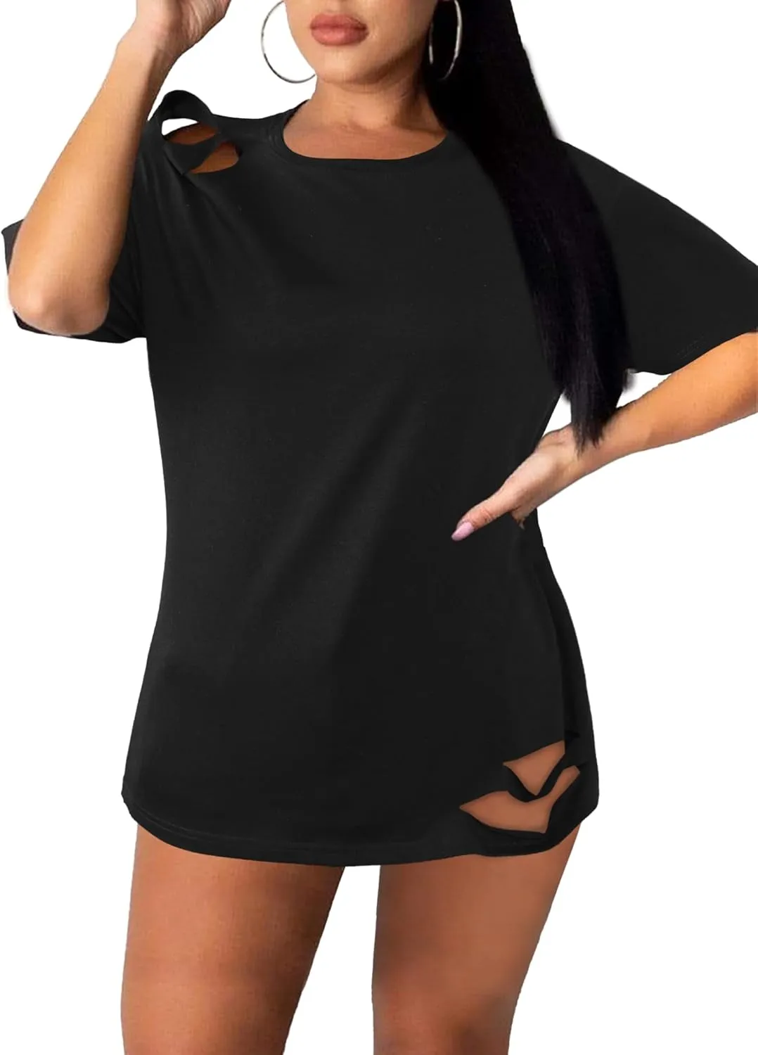 LovelyWholesale Womens Oversized Graphic Tees Short Sleeve T Shirts Casual Summer Tops