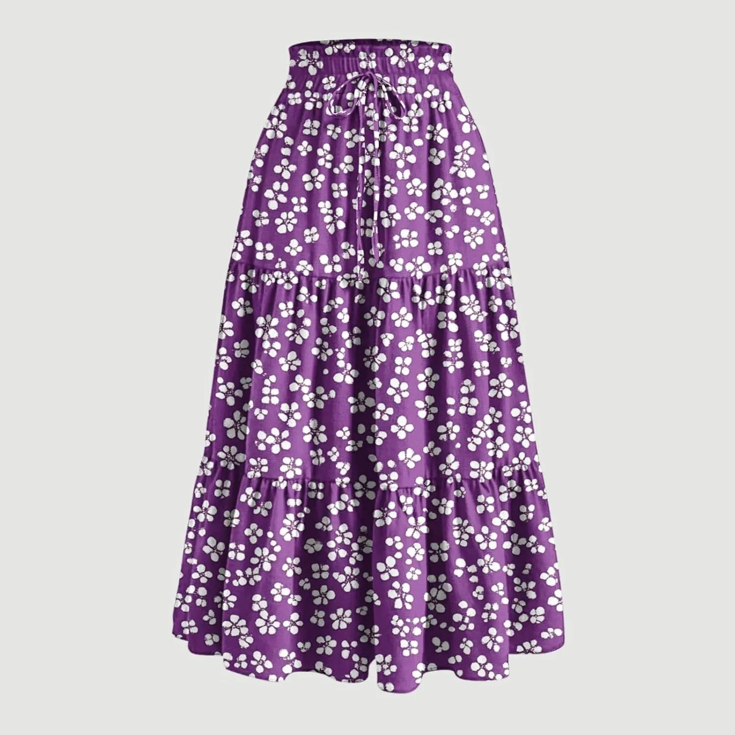 Maxi Skirts for Women 2025 Summer Fashion Flowy Pleated Long Skirt Casual Boho High Waisted Drawstring A Line Skirts