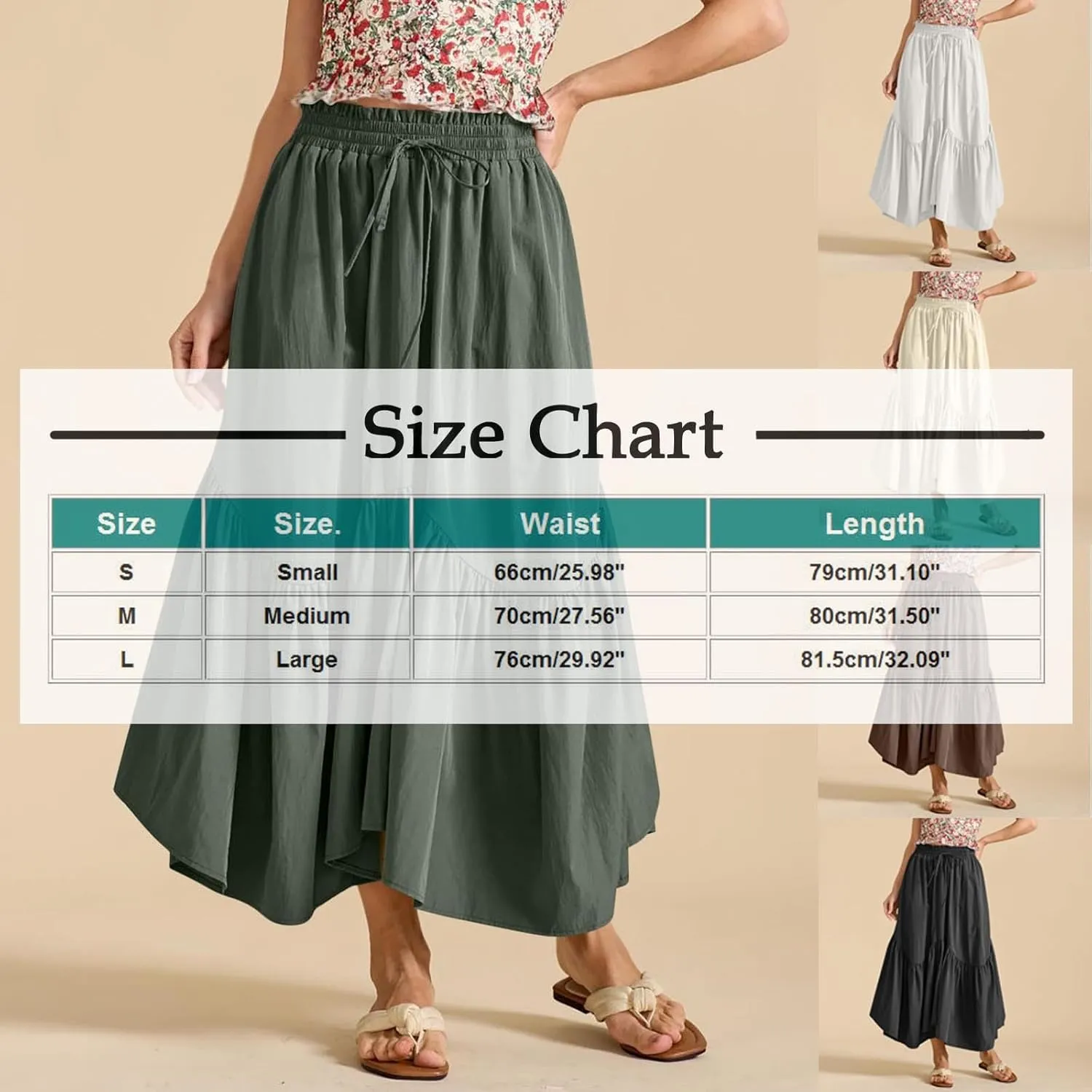 Maxi Skirts for Women Summer Fashion Flowy Pleated Long Skirt Casual High Waisted Drawstring Layered A Line Skirts