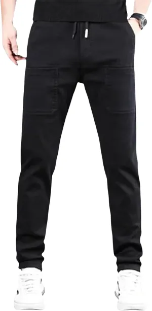 Men Cargo Pants with Pockets,Multi Pocket Cargo Pants for Men,Multipants,Stretch Cargo Pants (Black,M)