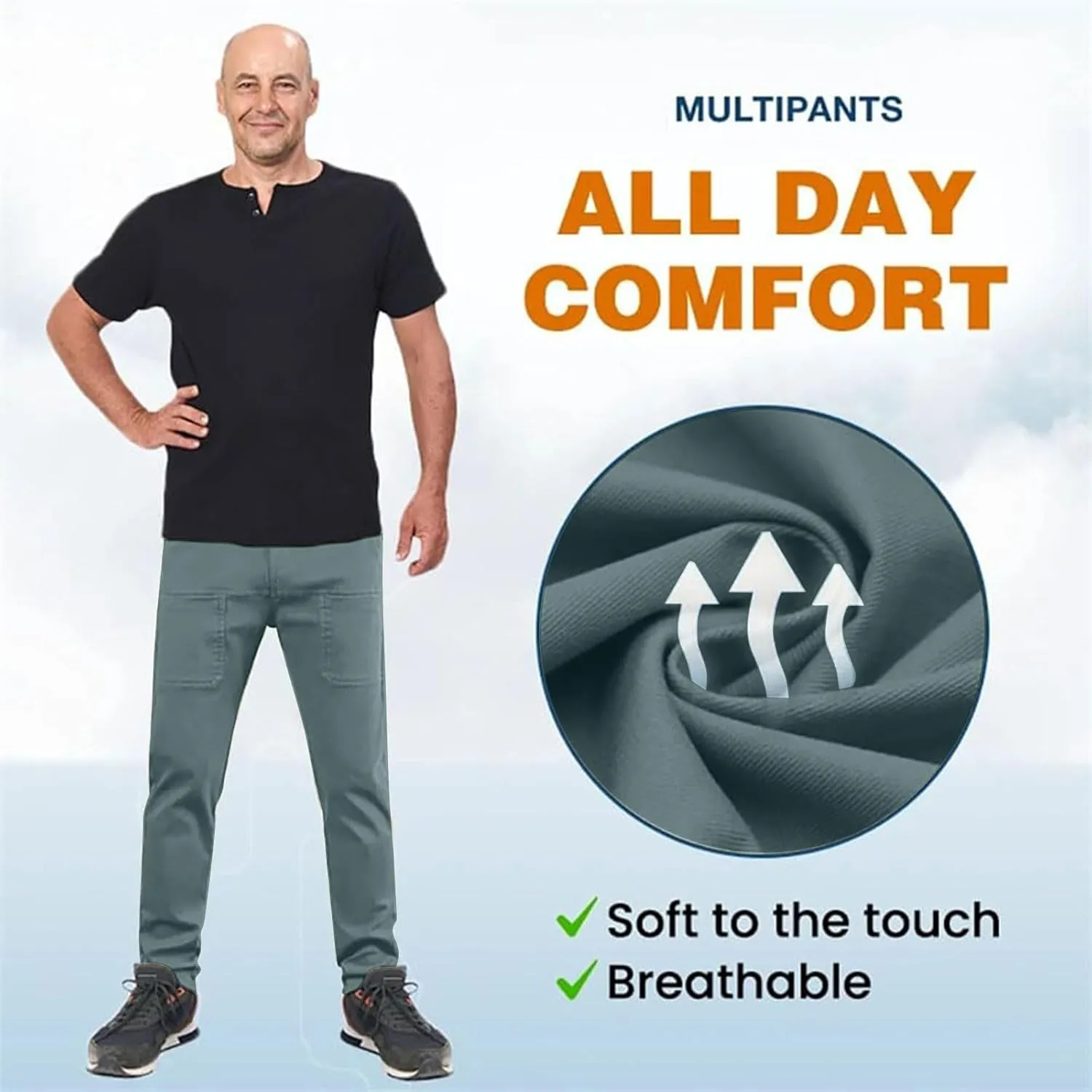 Men Stretch Cargo Pants, Stretch Cargo Pants 6 Pockets, Multipants - High Stretch Multi-Pocket Cargo Pants