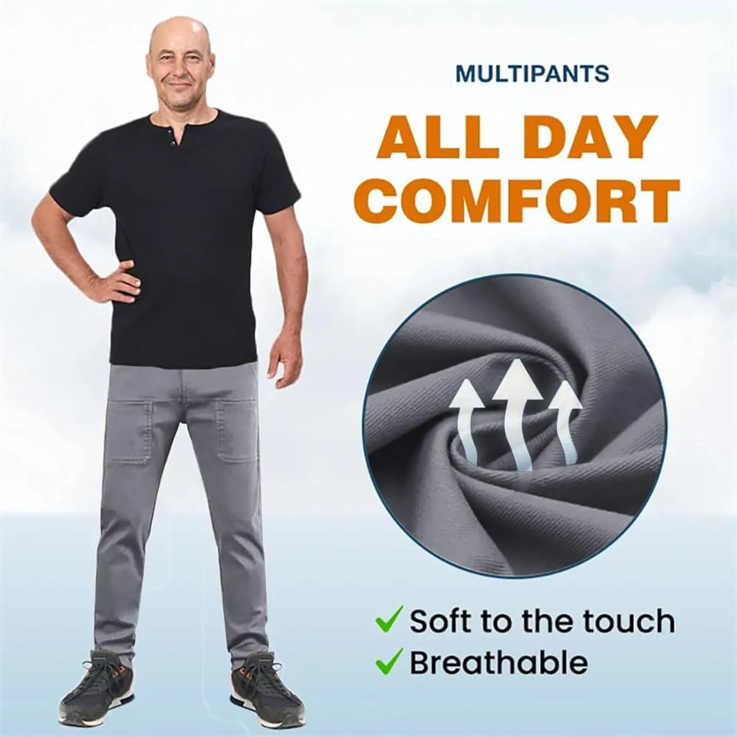 Men Stretch Cargo Pants, Stretch Cargo Pants 6 Pockets, Multipants - High Stretch Multi-Pocket Cargo Pants