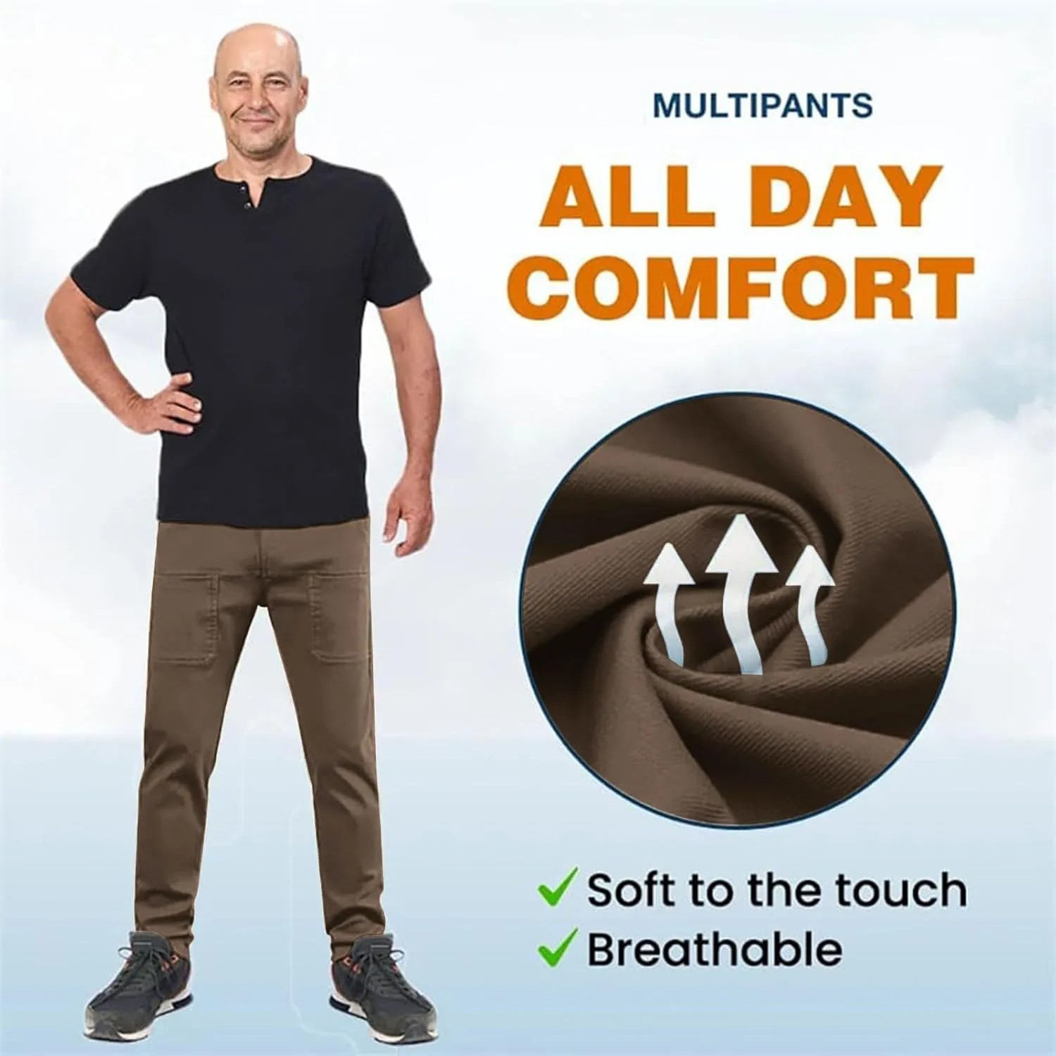 Men Stretch Cargo Pants, Stretch Cargo Pants 6 Pockets, Multipants - High Stretch Multi-Pocket Cargo Pants