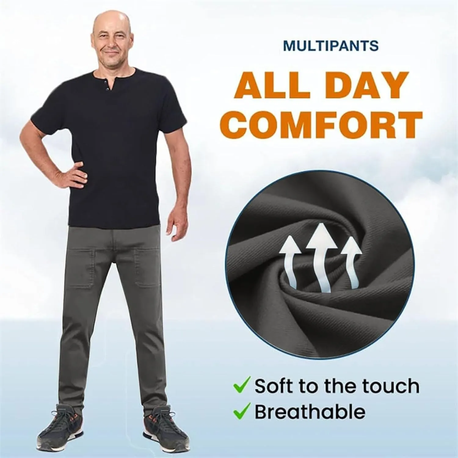 Men Stretch Cargo Pants, Stretch Cargo Pants 6 Pockets, Multipants - High Stretch Multi-Pocket Cargo Pants