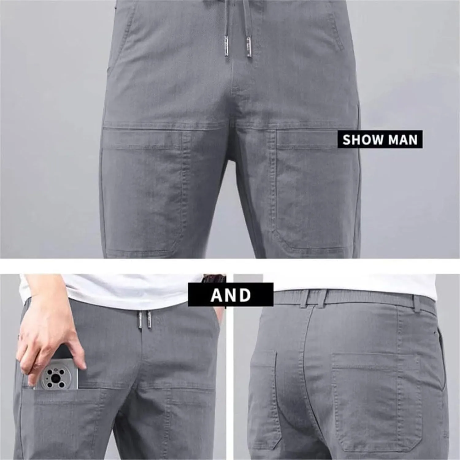 Men Stretch Cargo Pants, Stretch Cargo Pants 6 Pockets, Multipants - High Stretch Multi-Pocket Cargo Pants