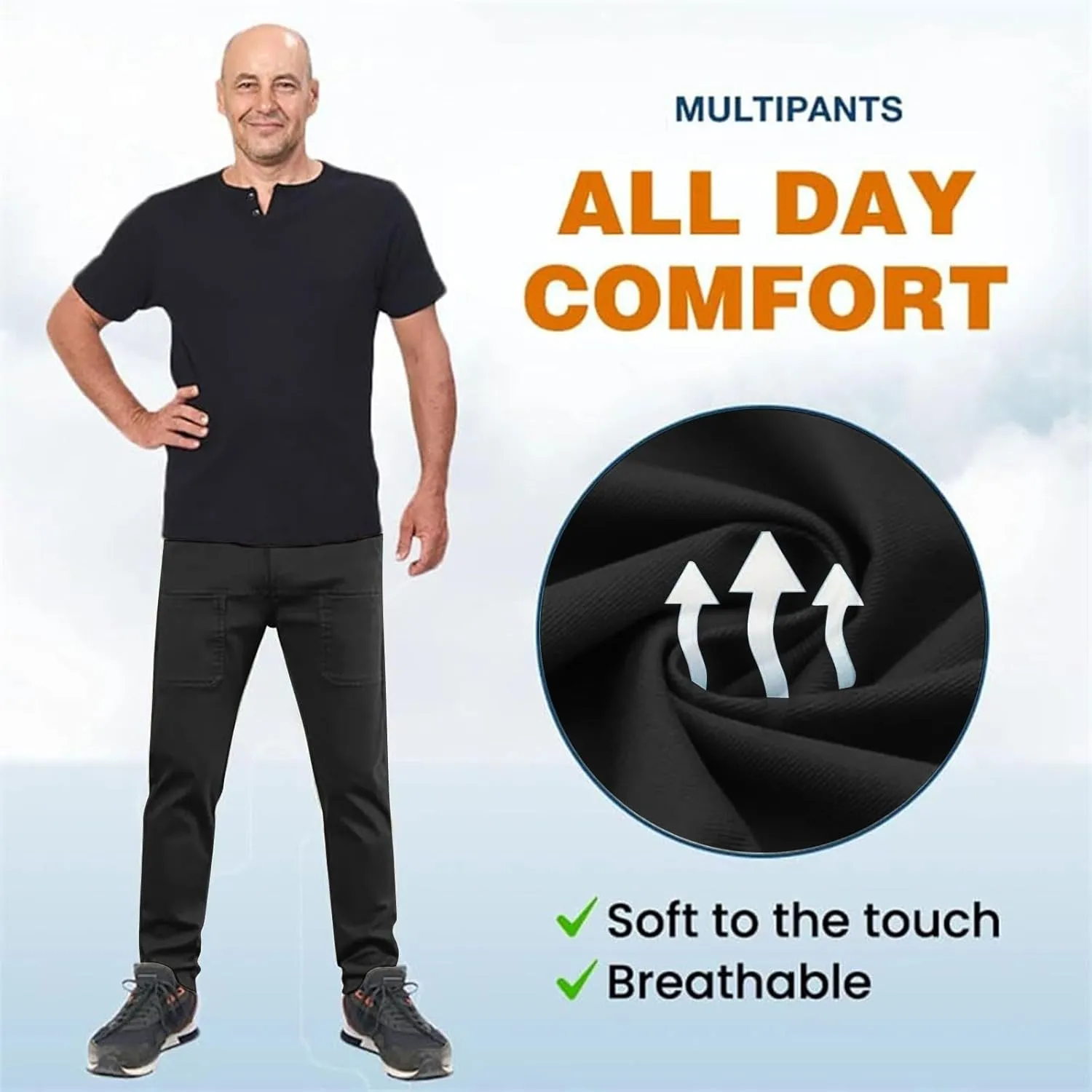 Men Stretch Cargo Pants, Stretch Cargo Pants 6 Pockets, Multipants - High Stretch Multi-Pocket Cargo Pants