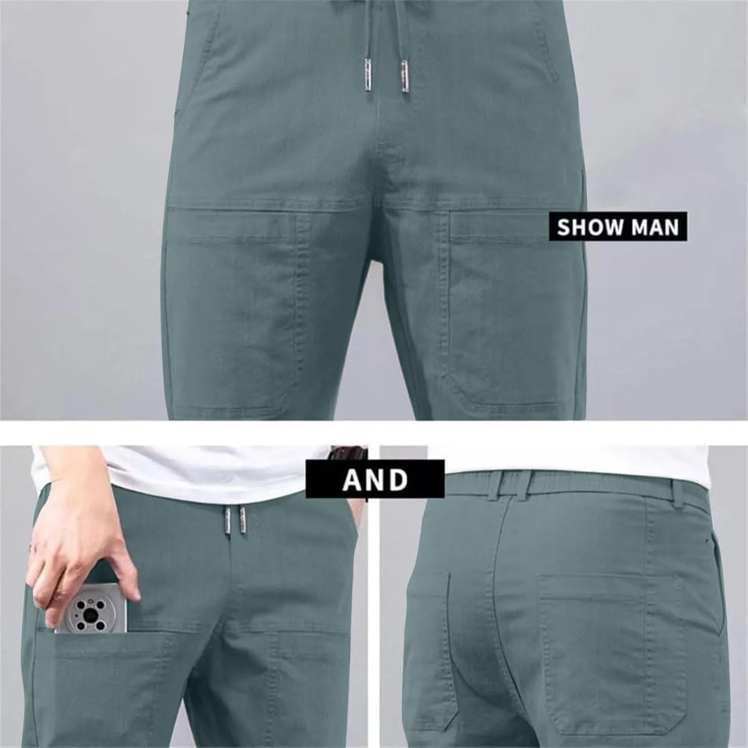 Men Stretch Cargo Pants, Stretch Cargo Pants 6 Pockets, Multipants - High Stretch Multi-Pocket Cargo Pants