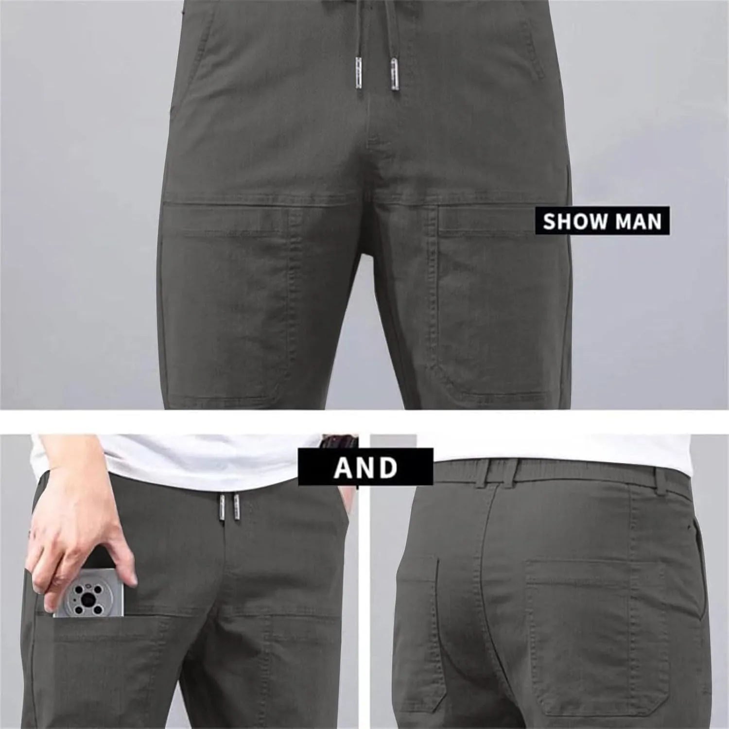 Men Stretch Cargo Pants, Stretch Cargo Pants 6 Pockets, Multipants - High Stretch Multi-Pocket Cargo Pants