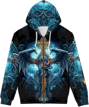 Men Women Full Zip-Up Hoodies 3D Print Graphic Sweatshirts Cool Novelty Hooded Hoodie