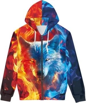 Men Women Full Zip-Up Hoodies 3D Print Graphic Sweatshirts Cool Novelty Hooded Hoodie