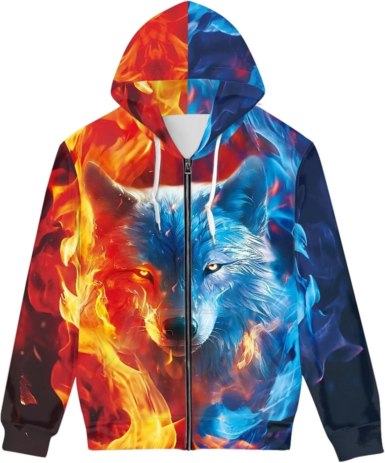 Men Women Full Zip-Up Hoodies 3D Print Graphic Sweatshirts Cool Novelty Hooded Hoodie