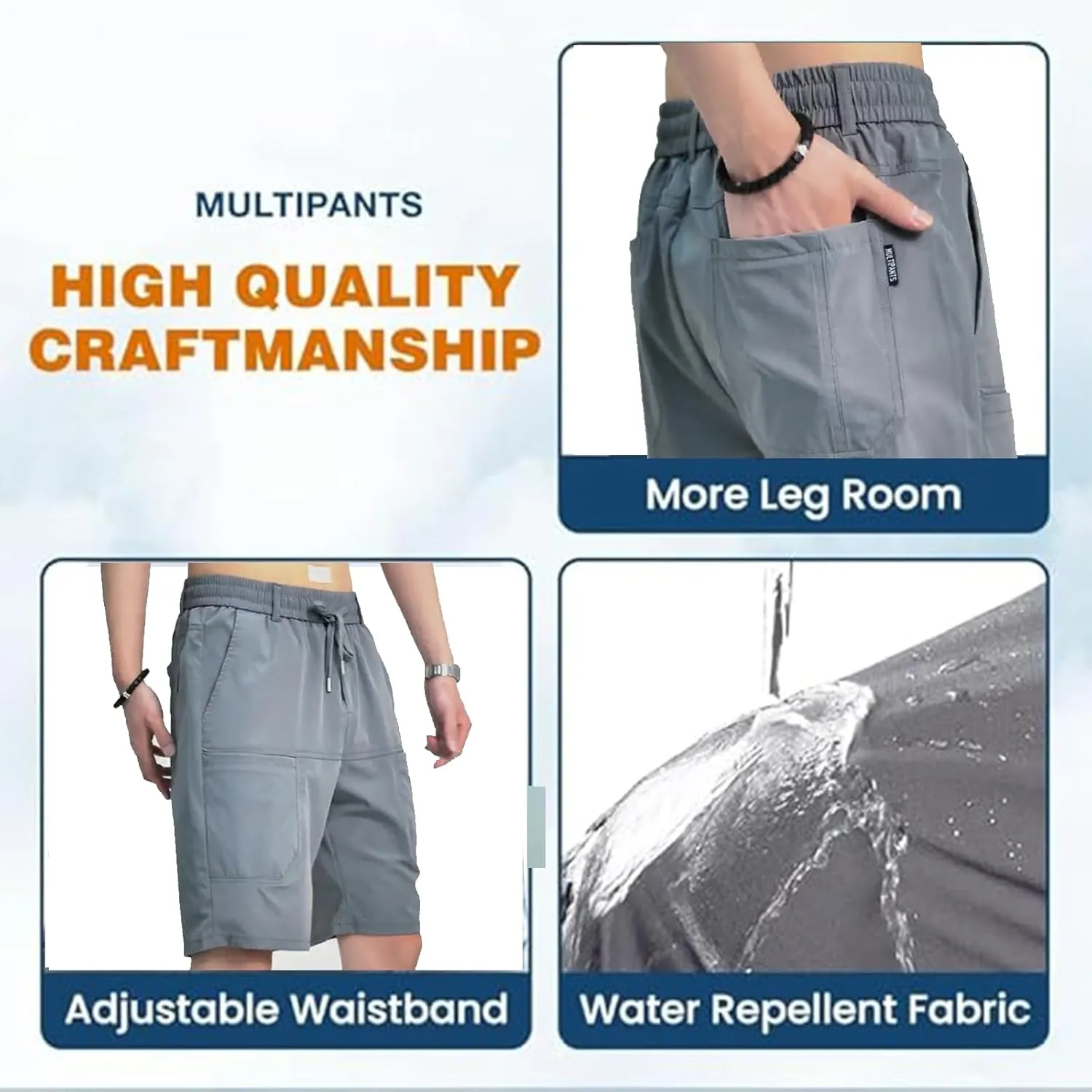 Mencomfy Cargo Pants Multipants - High Stretch Multi-Pocket Durable Cargo Pants