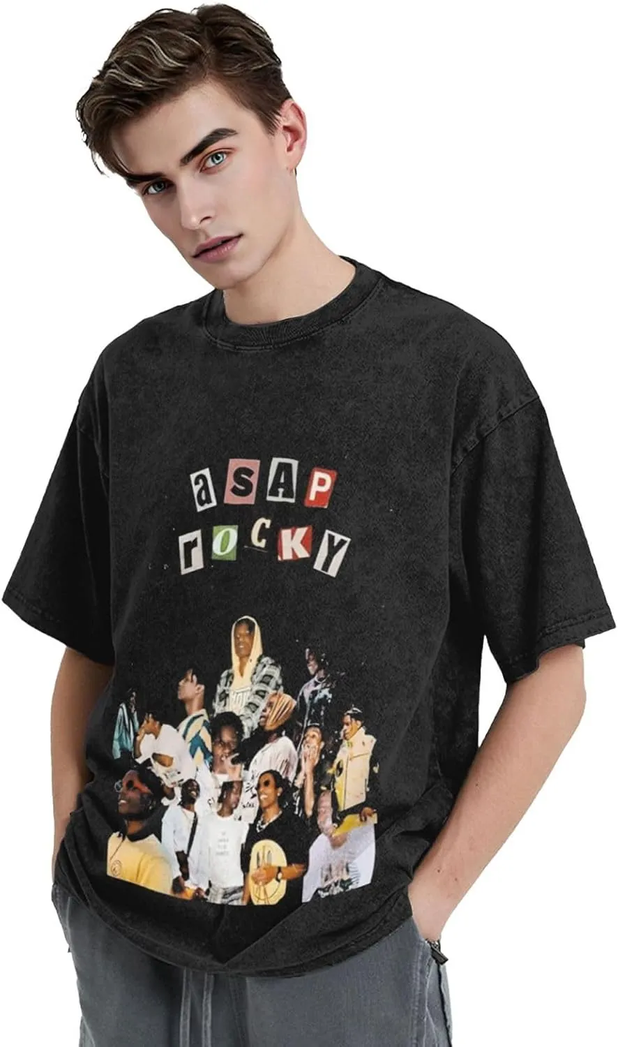 Men's and Women Music Fans Touring Shirt Cotton Short Sleeve T Shirts Topsblack
