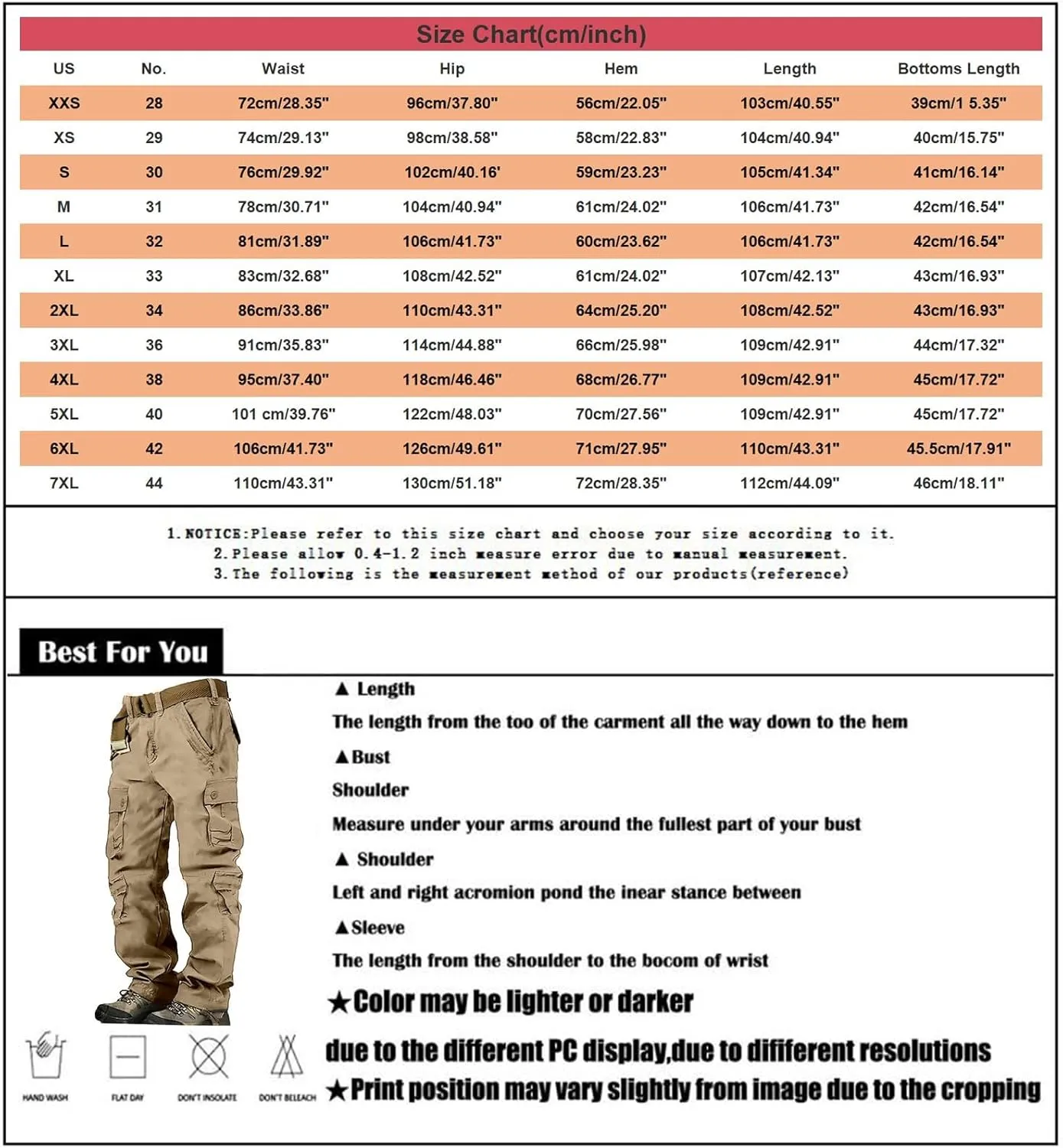 Men's Casual Cargo Pants Zipper Middle Waist Denim Long Pants Mens Loose Cargo Pants Men's Camo Cargo Pants