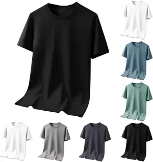 Men's Casual Plus Size T-Shirt Short Sleeve Loose Fit Tshirts Crewneck Basic Tee Summer Solid Color Tops Workout Shirts