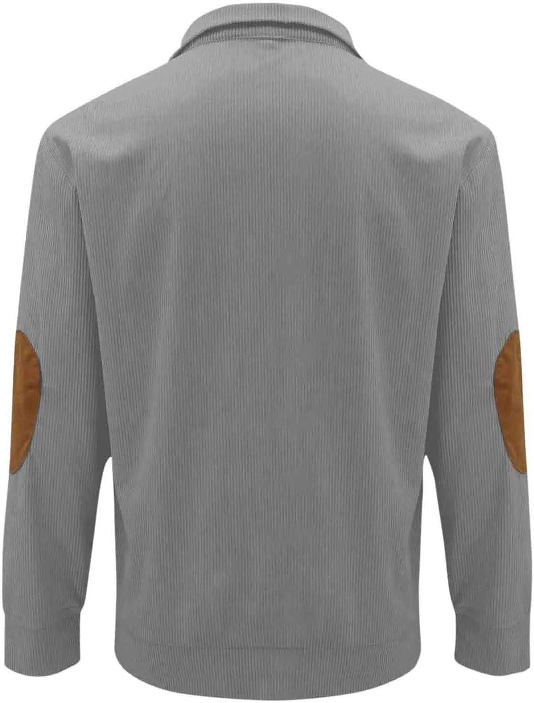 Mens Corduroy Sweatshirts Elbow Patches Long Sleeve Stand Collar 1/4 Button Up Pullover Sweaters Color Block Tops