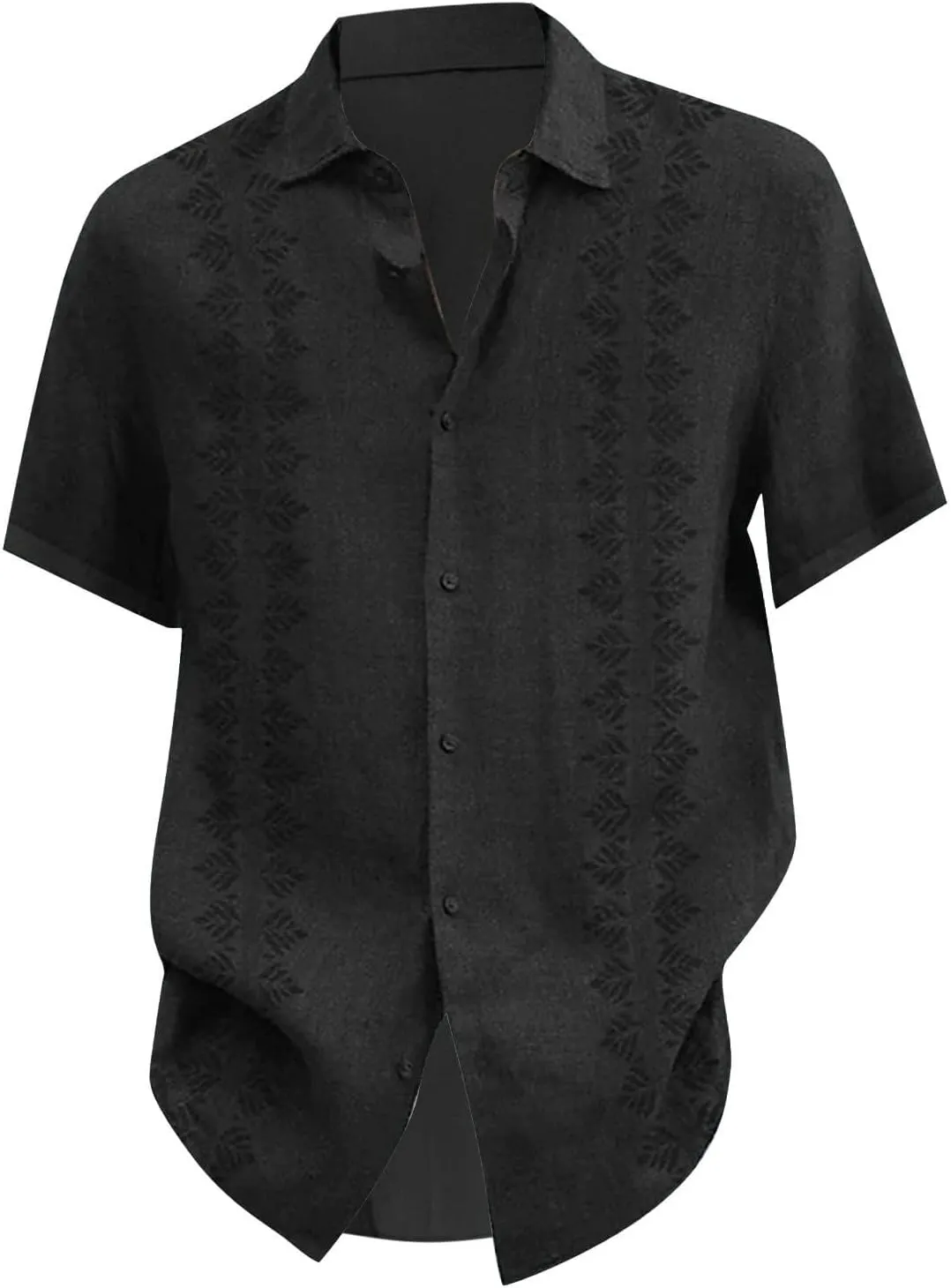 Men's Cuban Guayabera Shirts Casual Button Down Short Sleeve Loose Fit Big and Tall Dress Shirts Summer Casual