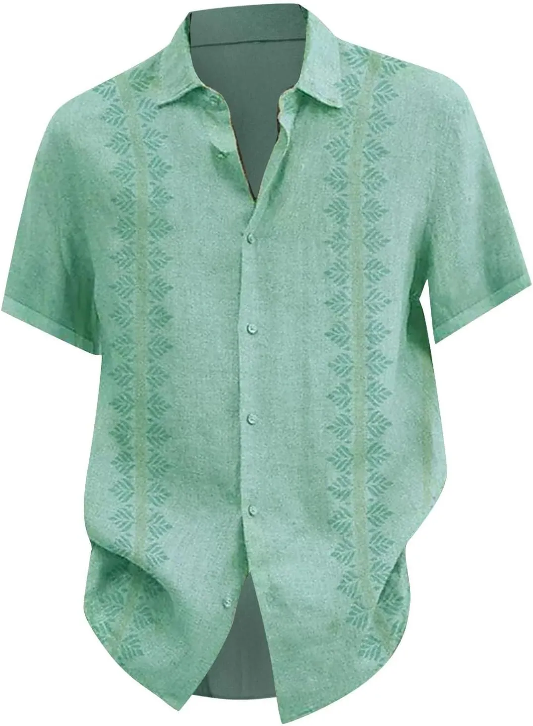Men's Cuban Guayabera Shirts Casual Button Down Short Sleeve Loose Fit Big and Tall Dress Shirts Summer Casual
