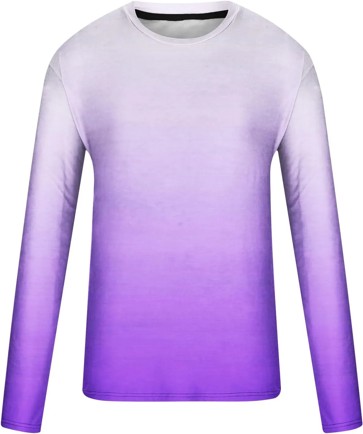 Men's Fashion Gradient Printed Shirts Long Sleeve Round Neck Pullover Athletic Workout Shirts Running Sport Shirts