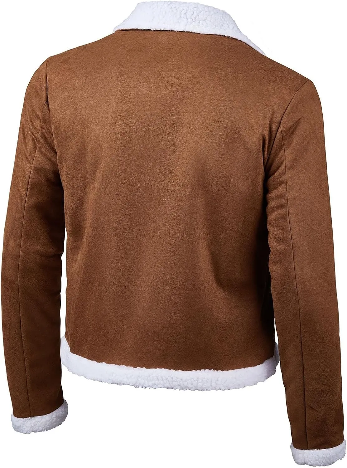 Mens Faux Suede Bomber Jacket Winter Heavyweight Fleece Lined Plush Reversed Collar Trucker Jacket Thickened Work Coat