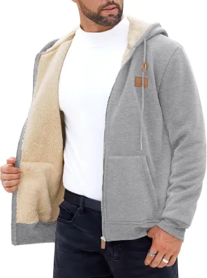 Men's Fleece Lined Zip Up Hoodies Heavyweight Sherpa Jackets (S-XXL)