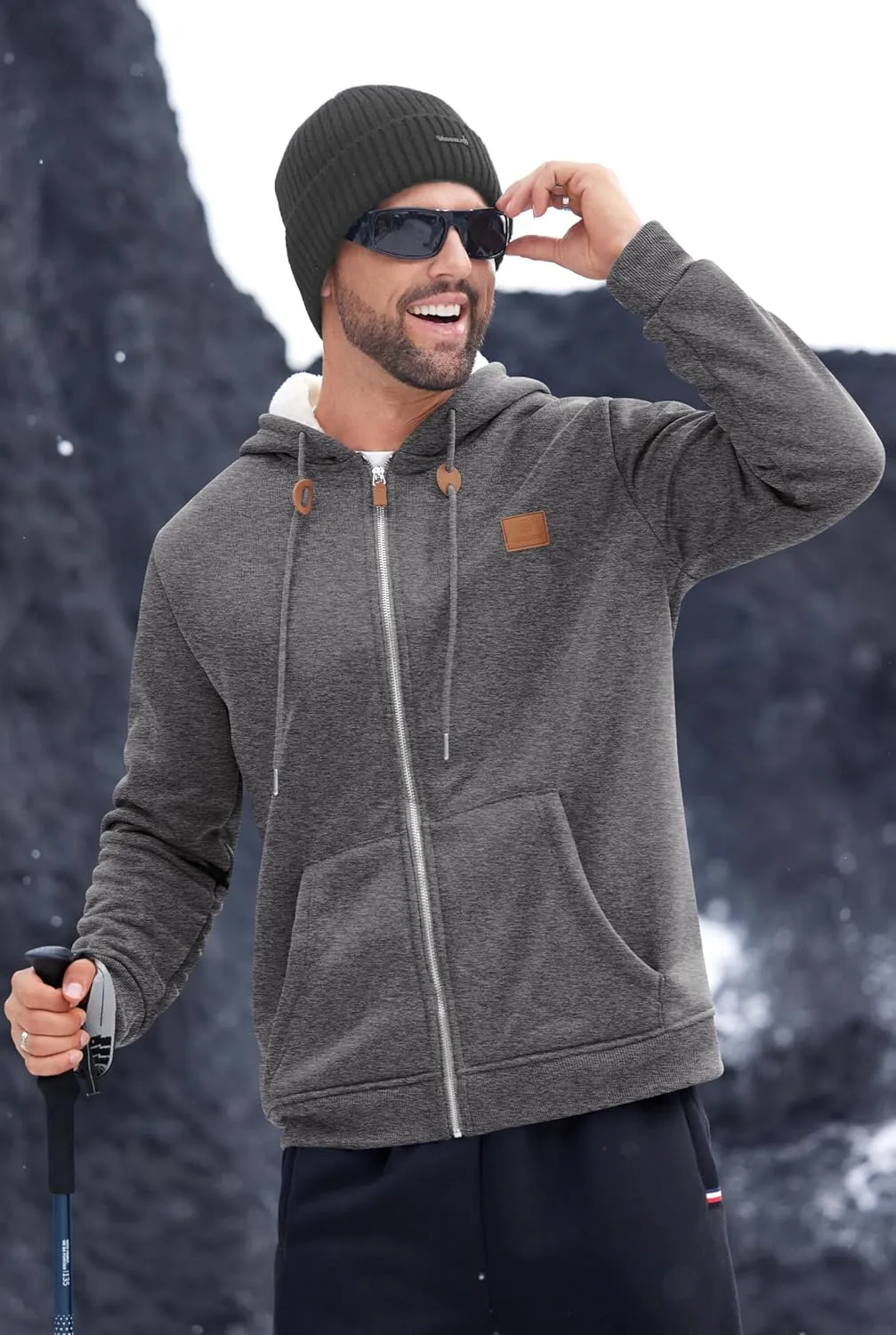 Men's Fleece Lined Zip Up Hoodies Heavyweight Sherpa Jackets (S-XXL)