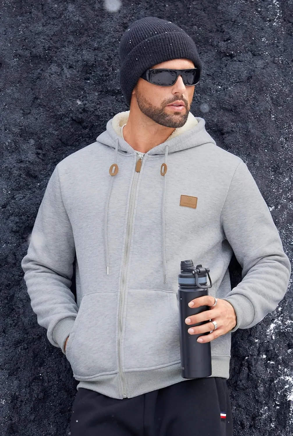 Men's Fleece Lined Zip Up Hoodies Heavyweight Sherpa Jackets (S-XXL)