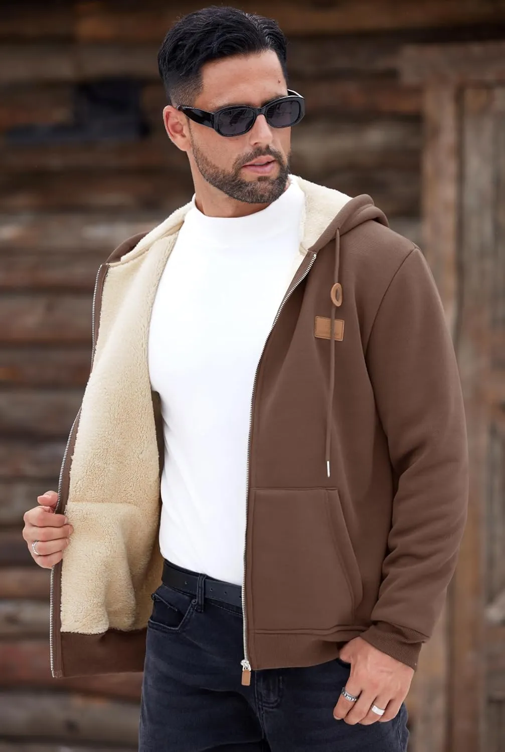 Men's Fleece Lined Zip Up Hoodies Heavyweight Sherpa Jackets (S-XXL)