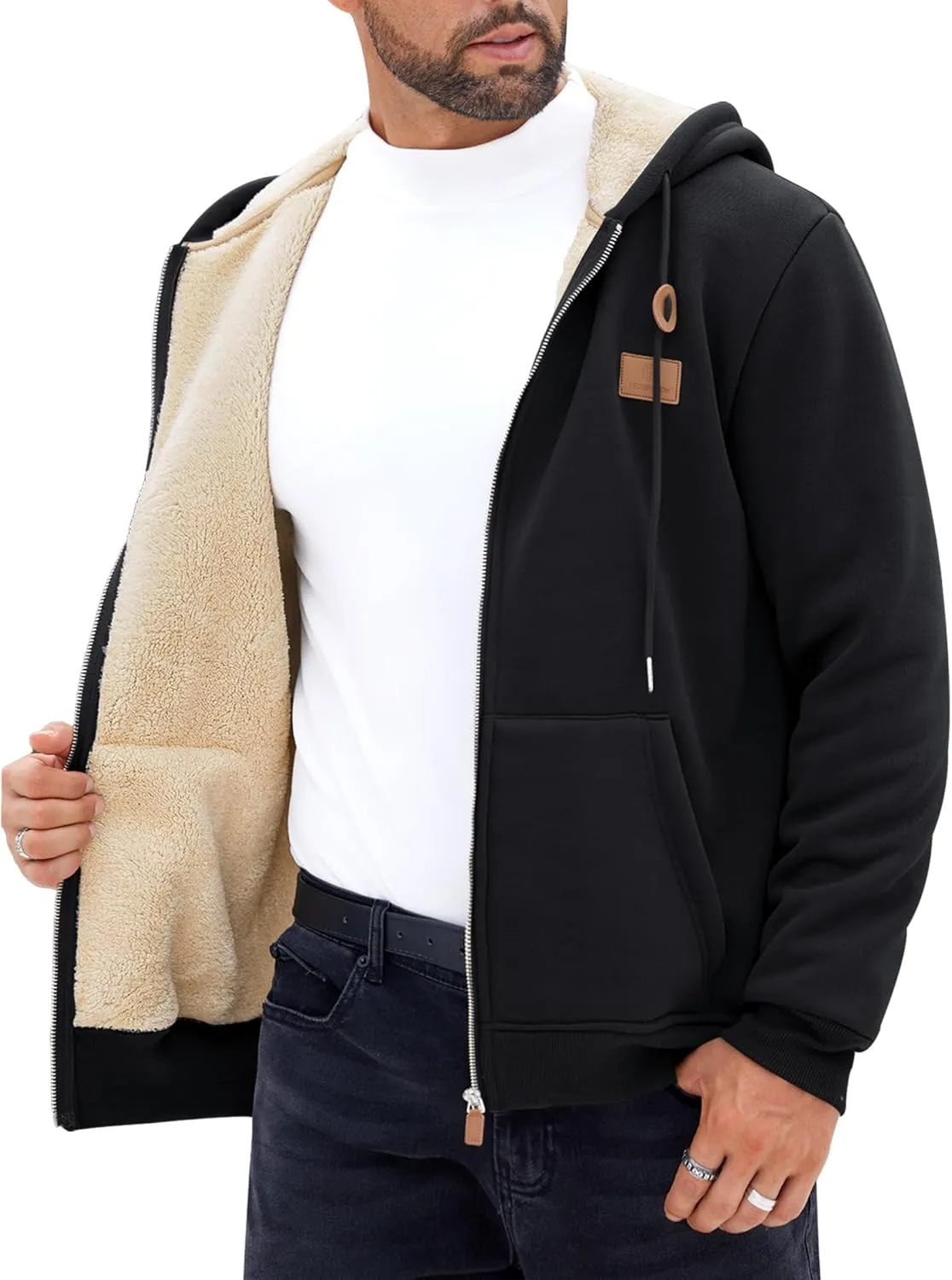 Men's Fleece Lined Zip Up Hoodies Heavyweight Sherpa Jackets (S-XXL)